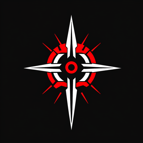 Sci-Fi Unity & Defense Logo in Black, Red & White