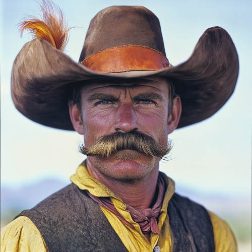 Serious Adventurous Cowboy with Bold Features 