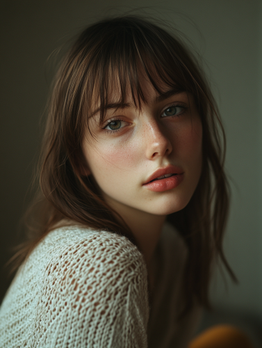 Serious Young Woman Portrait Indoor Fujifilm GFX 100S