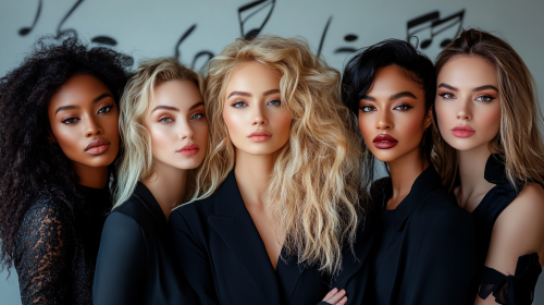 Seven Women as Musical Notes in Photo Shoot