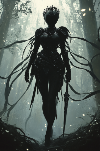 Shadow Princess in Dark Armor with Daggers —Fantasy Art