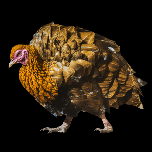 Shimmery gold turkey sticker on black background