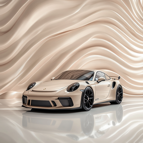 Shiny Porsche GT3 with ancient cave painting design