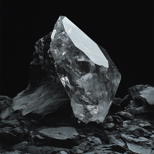 Shiny diamond in black rock shines brightly.