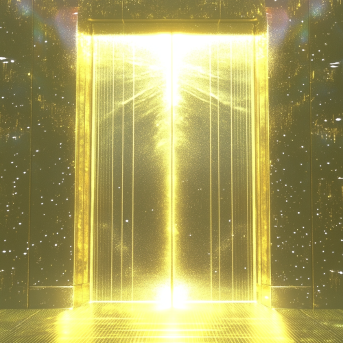 Shiny golden doors to sky city in Heaven