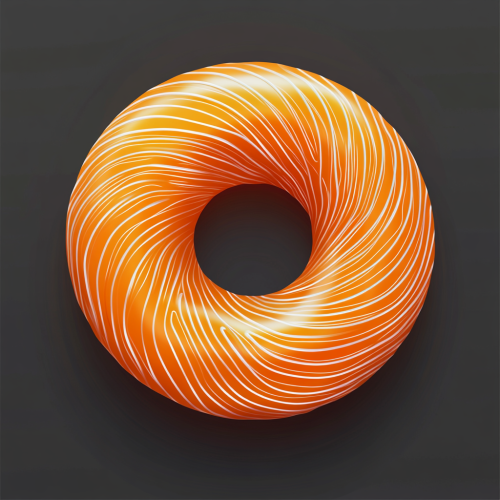 Shiny orange donut on gray background