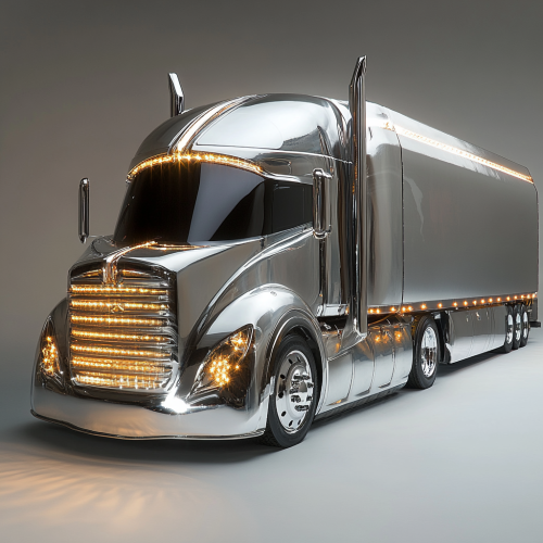 Shiny silver semi-truck with chrome details