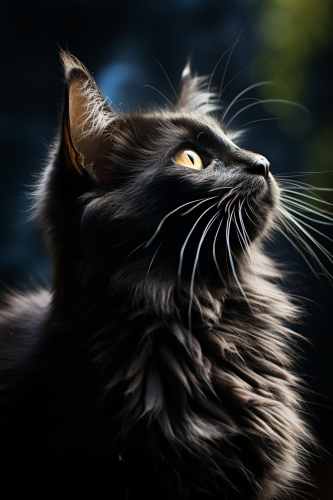 Side view of elegant black cat in photorealistic image.