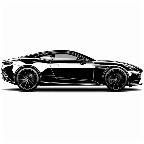 Silhouette logo of Aston Martin car on white