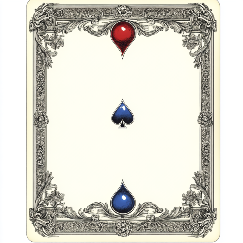 Silver outline, antique patterns with blue and red balls.