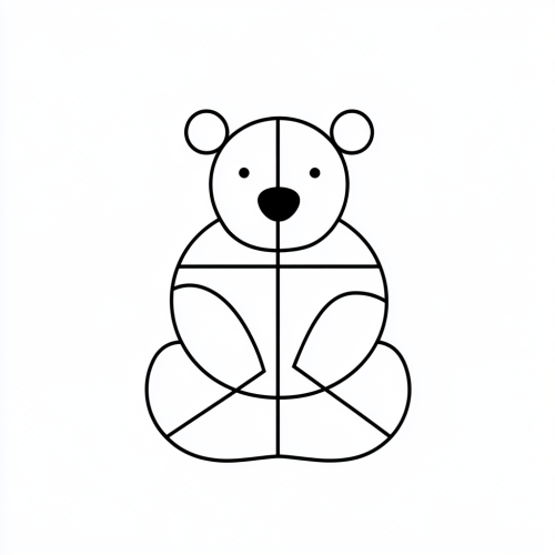 Simple geometric bear with oval body and circle head.