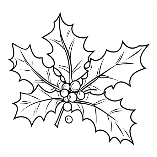 Simple holly leaf coloring page for kids