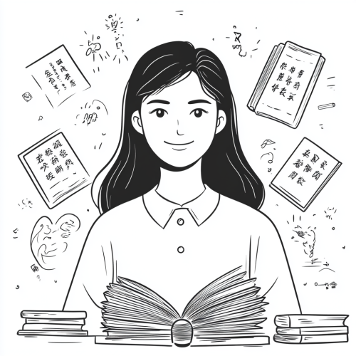 Simple line drawing of a Chinese language teacher.