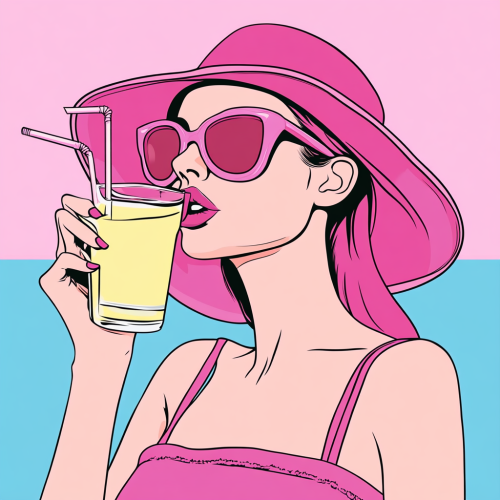 Sipping Lemonade in pop art style