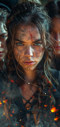 Six spooky witches stare eerily at the camera