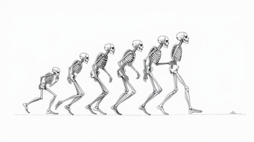 Skeletons fall in evolutionary chart diagram.