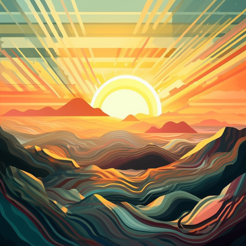 Sky stripes at sunset in abstract style