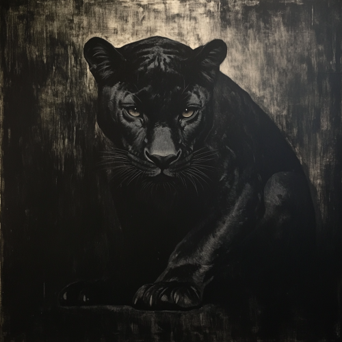 Sleek, powerful panther emerges from dramatic, moody darkness.