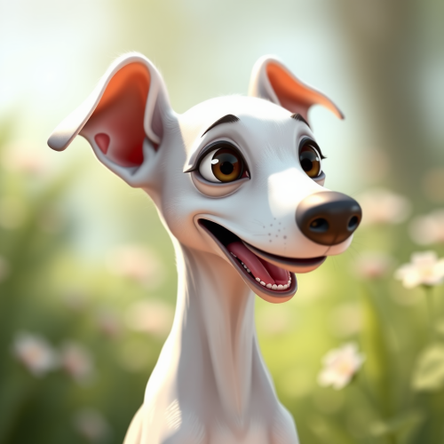 Small Happy Italian Greyhound in French Animation