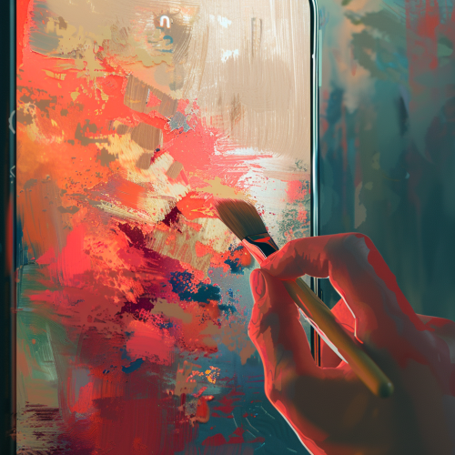 Smartphone screen with brush design in Bloom Crypto app