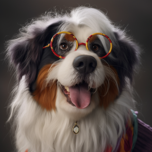 Smiling Bernese Mountain Dog with Disney Pixar vibes