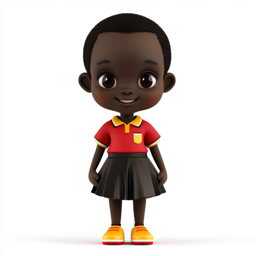 Smiling South Sudanese girl in colorful outfit