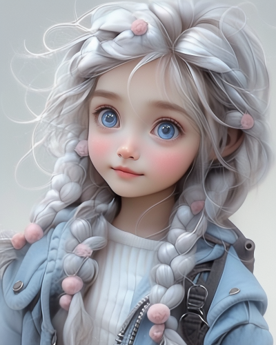 Smiling little girl in blue fashion show