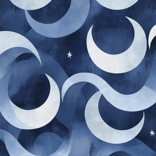 Soft, watercolor moons and stars in misty night sky. Soft, watercolor moons and stars in misty night sky.