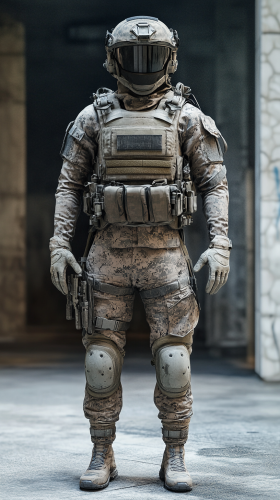 Soldiers in modern armor, realistic photography, cinematic quality.