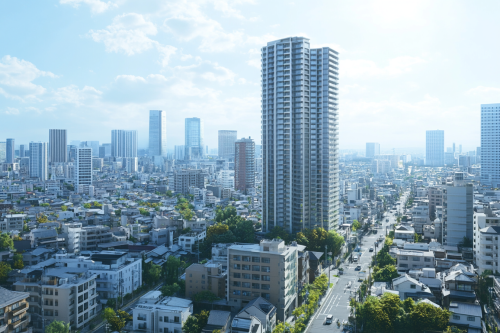 Sophisticated Japanese city with sleek buildings and streets