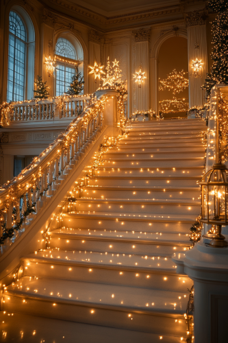 Sparkling Staircase: A Magical Christmas Decor