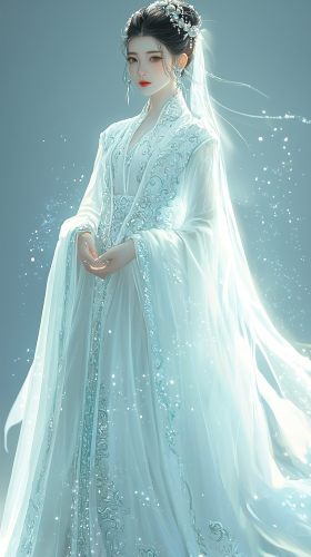 Sparkling white gown with delicate embroidery