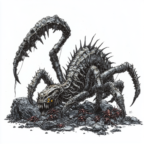 Spiderdragons, born from black dragon wyrmlings, terrorize Underdark.