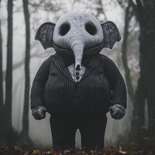 Spooky Elephant in Jack Skellington Costume Forest