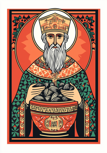 St. Nicolas Eating Mussels in Slavic Style