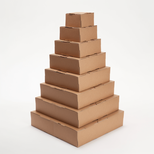 Stacked Pizza Boxes on White Background