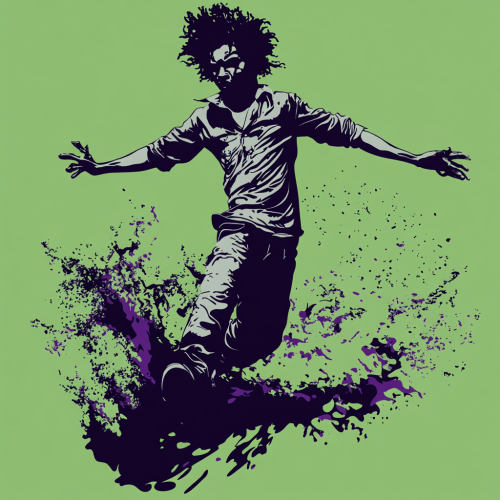 Stencil art with simple design in black and white.