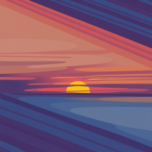 Striped Abstract Sunset with Realistic Sky