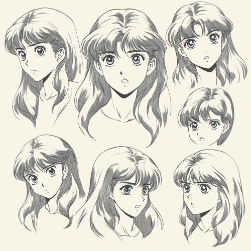 Strong young woman shows various serious emotions