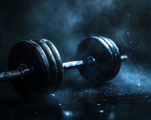 Studio background image for weightlifting show, designed for women.