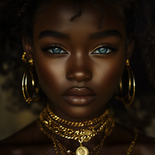 Stylish African Woman in Gold Jewelry