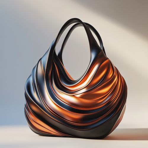 Stylish Wave Handbag in Black and Copper
