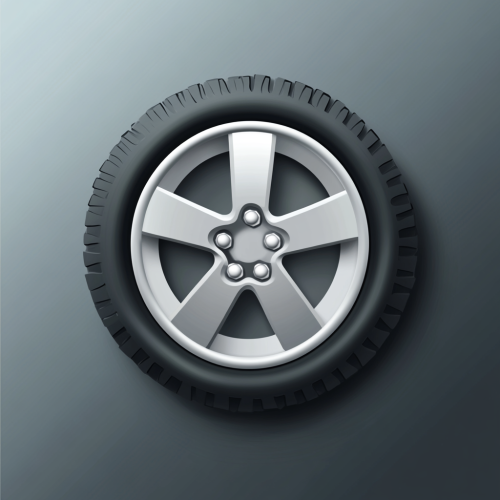 Stylish car wheel and gear icon