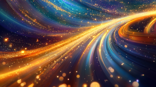 Subway Speeding Through Cosmic Night Sky