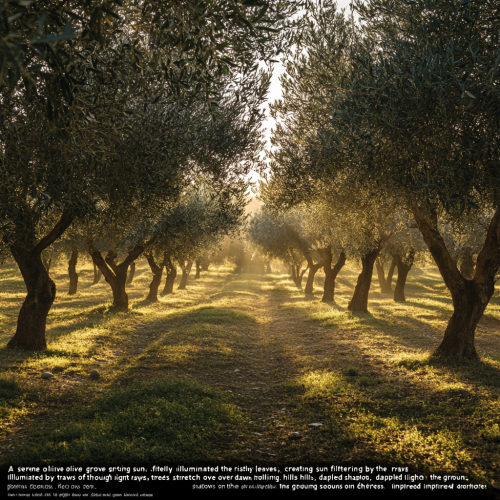 Sunrise in Iranian olive grove with farmers harvesting