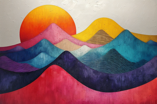 Sunrise over Wutong Mountain in oil: colorful, textured, dynamic.
