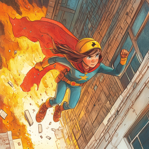 Superhero Girl Saves Boy from Burning Building