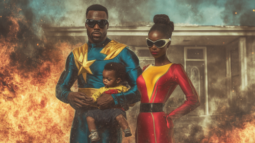 Superhero man, woman save child from fire