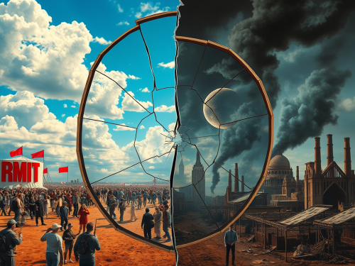 Surreal Mirror Reflecting Utopia and Dystopia