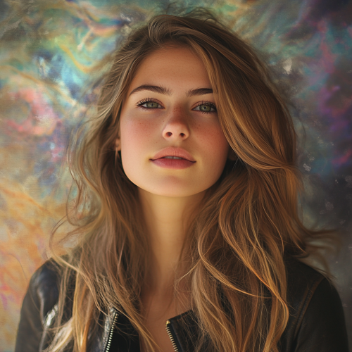 Surreal Portrait: Young Woman with Long Wavy Hair